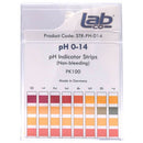 Reagent Strips, pH Indicator Paper,  pH Test Biodegradable Paper, pH 0-14 with Colour Chart, 100 strips/Vial