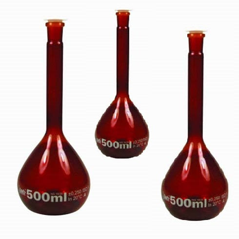 Flask Volumetric Amber, Each - All Sizes