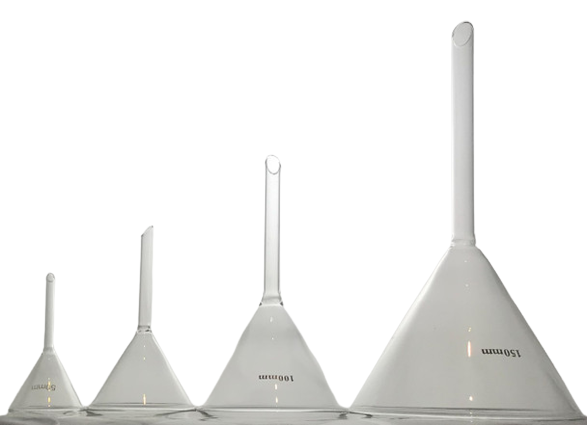 Filter Funnel Borosilicate Glass - Size 50mm 60mm 75mm 90mm 100mm 150mm