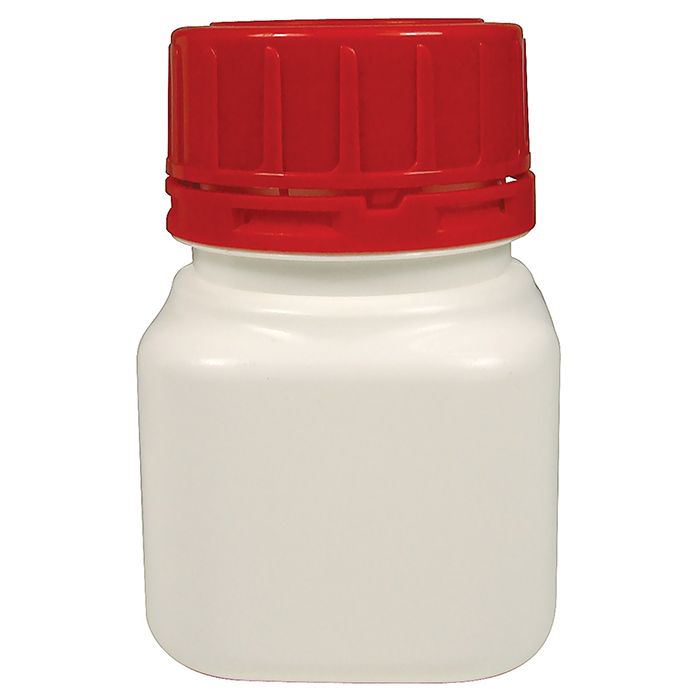 Bottle T/E Square W/N HDPE -  with PP Tamper Evident Red Cap - Each - All Sizes