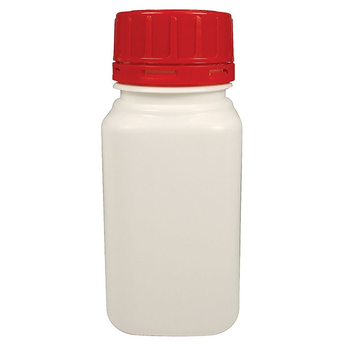 Bottle T/E Square W/N HDPE -  with PP Tamper Evident Red Cap - Each - All Sizes