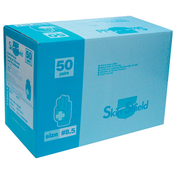 Skin Shield Biodegradable Latex Surgical Gloves, Sterile - All Sizes