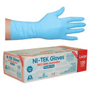 Ni-Tek Nitrile Gloves, Long Cuff 300mm, AS/NZ, Powder Free, Blue - All Sizes