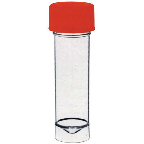 Specimen Containers 25ml, 25 x 90mm, Light Blue Screw Cap, Recyclable Polystyrene, Sterile, 500 per Carton