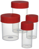 Red Cap Specimen Containers, 25ml, 25D x 80H mm, Polystyrene with Screw Cap,Gamma Sterile, pkt of 100 pcs