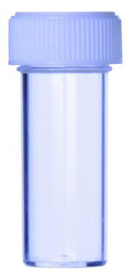 Blue Cap Specimen Containers, 25ml, 25D x 80H mm, Polystyrene with Screw Cap, pkt of 100 pcs