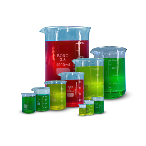 Borosilicate Glass Beaker, Low Form Each - All Sizes