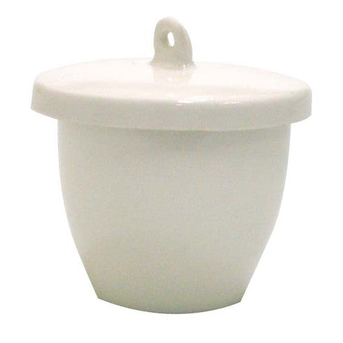 Crucible, 50ml, 53 Diameter x 46 Height mm, Medium Wall with Lid, Porcelain, Each