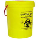 Needles Sharps Waste Collector, 23 Litres, with Screw Lid and Finger Guard, Round, Recyclable Plastic, Yellow, Each