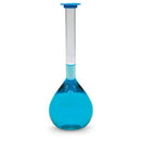Volumetric Flasks, 500ml, 100D x 265H mm, Polypropylene with Stopper, Red Stain Graduation, Autoclavable up to 120°C.