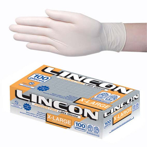Lincon Biodegradable Latex Examination Gloves, AS/NZ, Powder Free, Extra Large, Cream Colour, 90 per Box