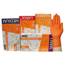 Safeplus Thick Nitrile Gloves, 245mm Cuff, Heavy Duty, Powder Free, Medium, Orange Colour, 100 per Box, 1000 per Carton