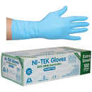 Ni-Tek Nitrile Gloves, Long Cuff 300mm, AS/NZ, Powder Free, Extra Small, Blue, 100 per Box