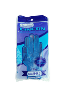 Lincon Silverlined Natural Rubber Gloves, with Silver Lining, Biodegradable, Medium weight, Size 9-9.5, Blue, Unscented, 1 Pair