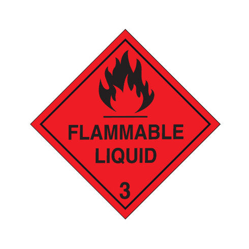 Safety Stickers, Hazchem, 50 x 50mm, Class 3, Flammable Liquid, 250 pc/Roll