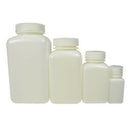 Bottle Square  Wide Neck HDPE - Supplied with Cap - Each - All Sizes