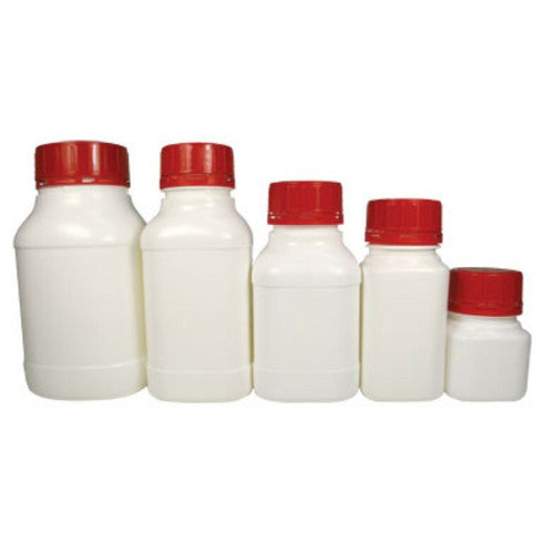 Bottle T/E Square W/N HDPE -  with PP Tamper Evident Red Cap - Each - All Sizes