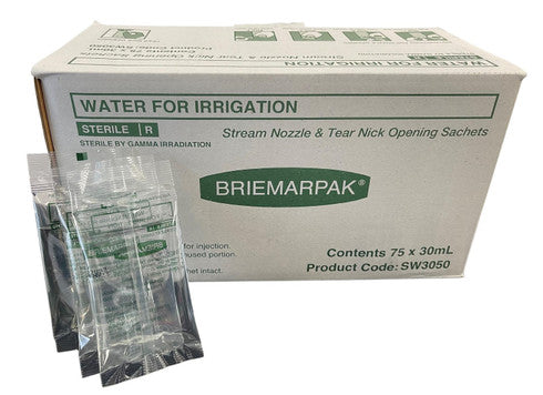 Water For Irrigation, 30ml Sachet SW3050 _ 75 per Box